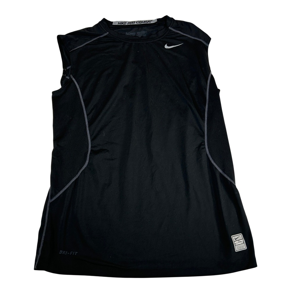 Nike Pro Combat Dri-FIT Mens Medium Black Sleeveless Compression Shirt Fitted